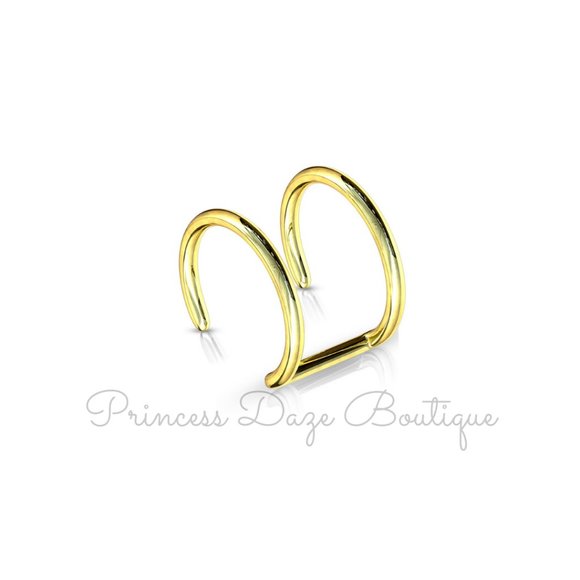 Gold Clip‎ On Ear Cuff / Fake Cartilage Non Piercing Earring - Picture 1 of 1